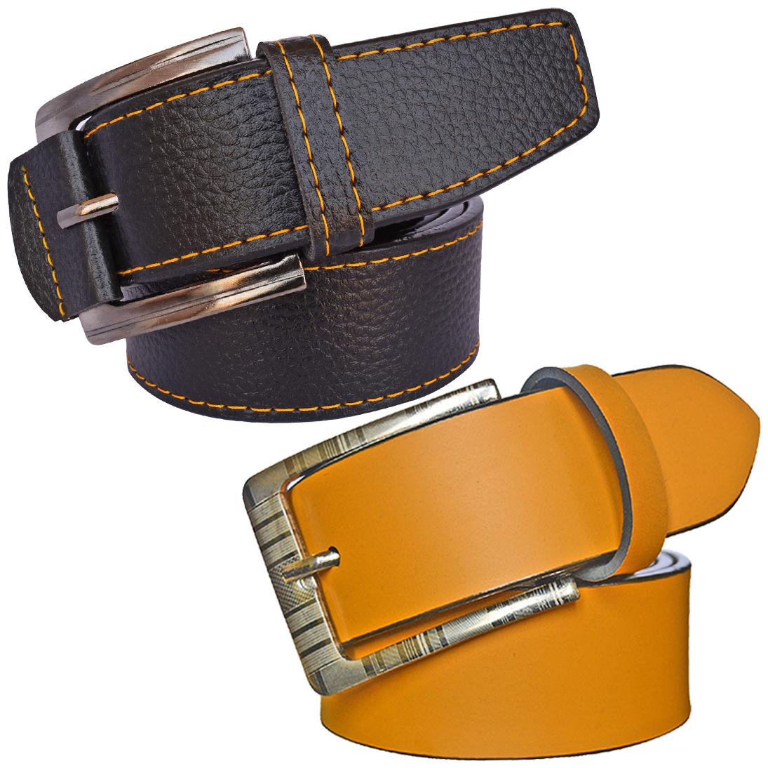 

Sunshopping Men s Black And Tan Synthetic Leather Belt