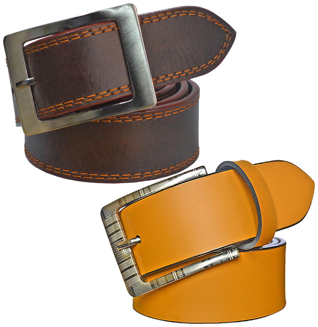 

Sunshopping Men s Brown And Tan Synthetic Leather Belt