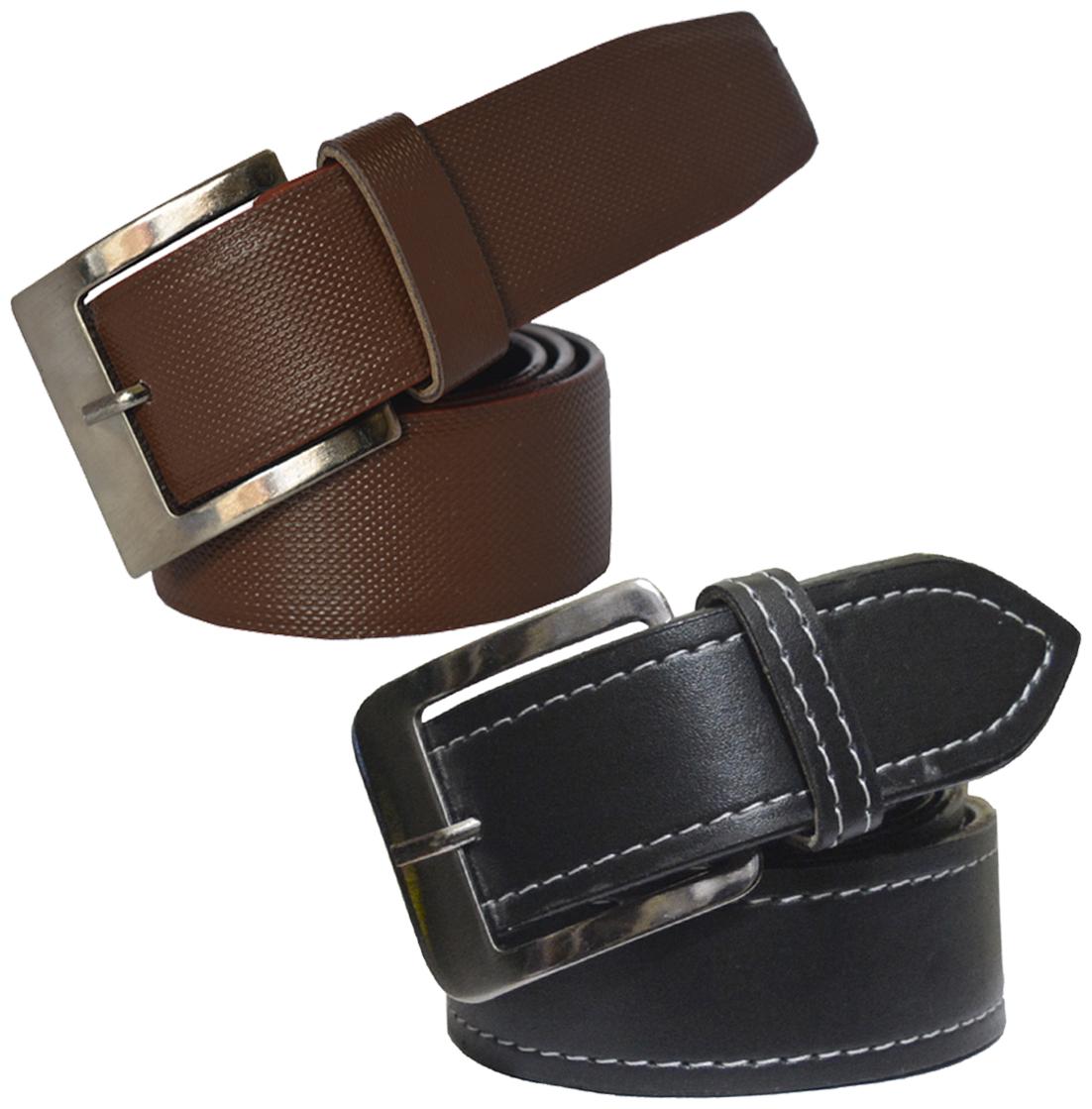 

Sunshopping men s Black and Brown Leatherite belts combo