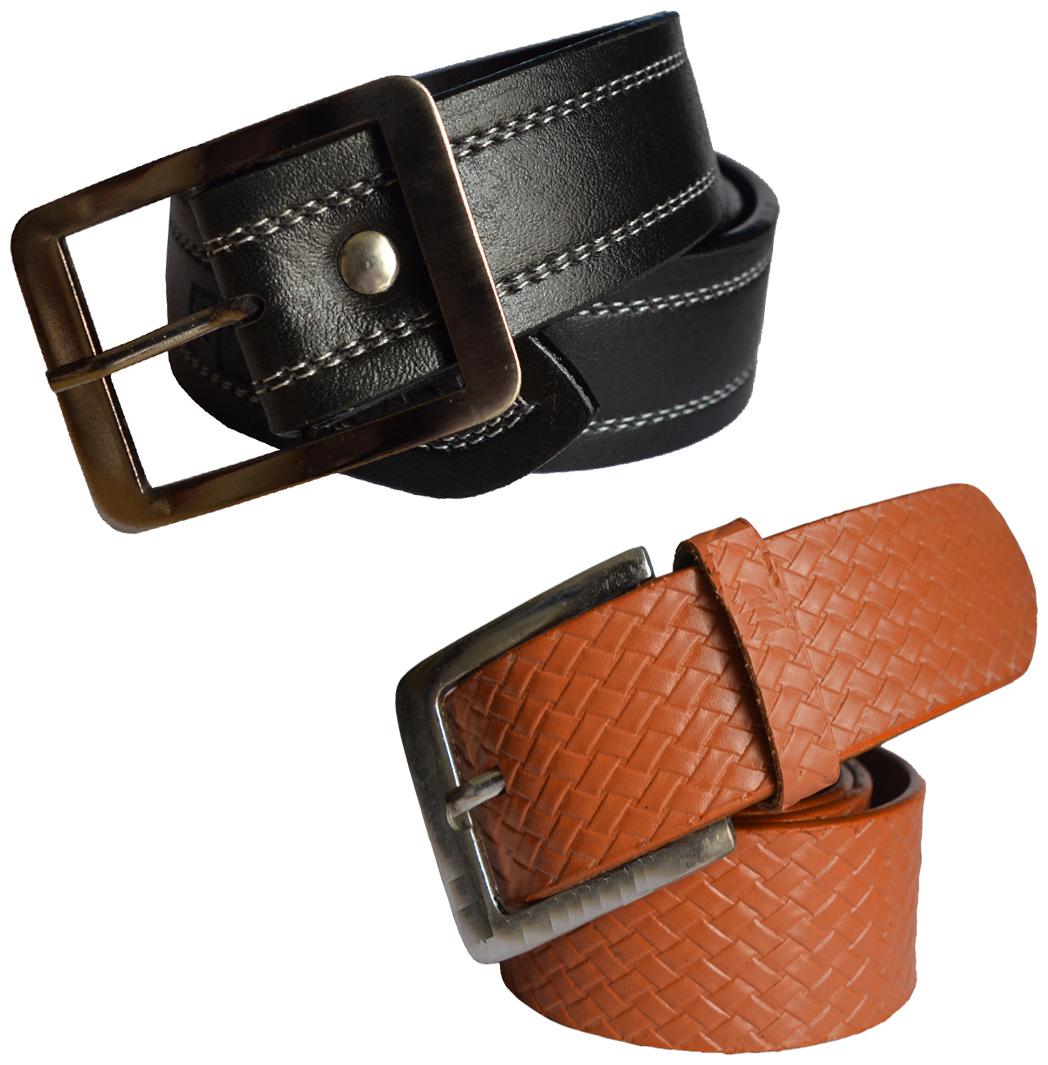 

Sunshopping men s Black and Tan belts combo