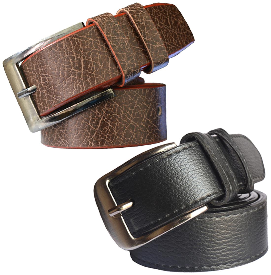 

Sunshopping men s Black and Brown Leatherite belts combo