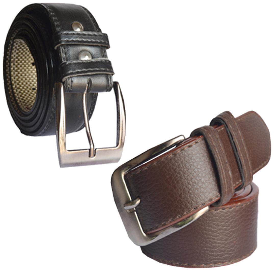 

Sunshopping men s black and brown leatherite needle pin point buckle belts combo