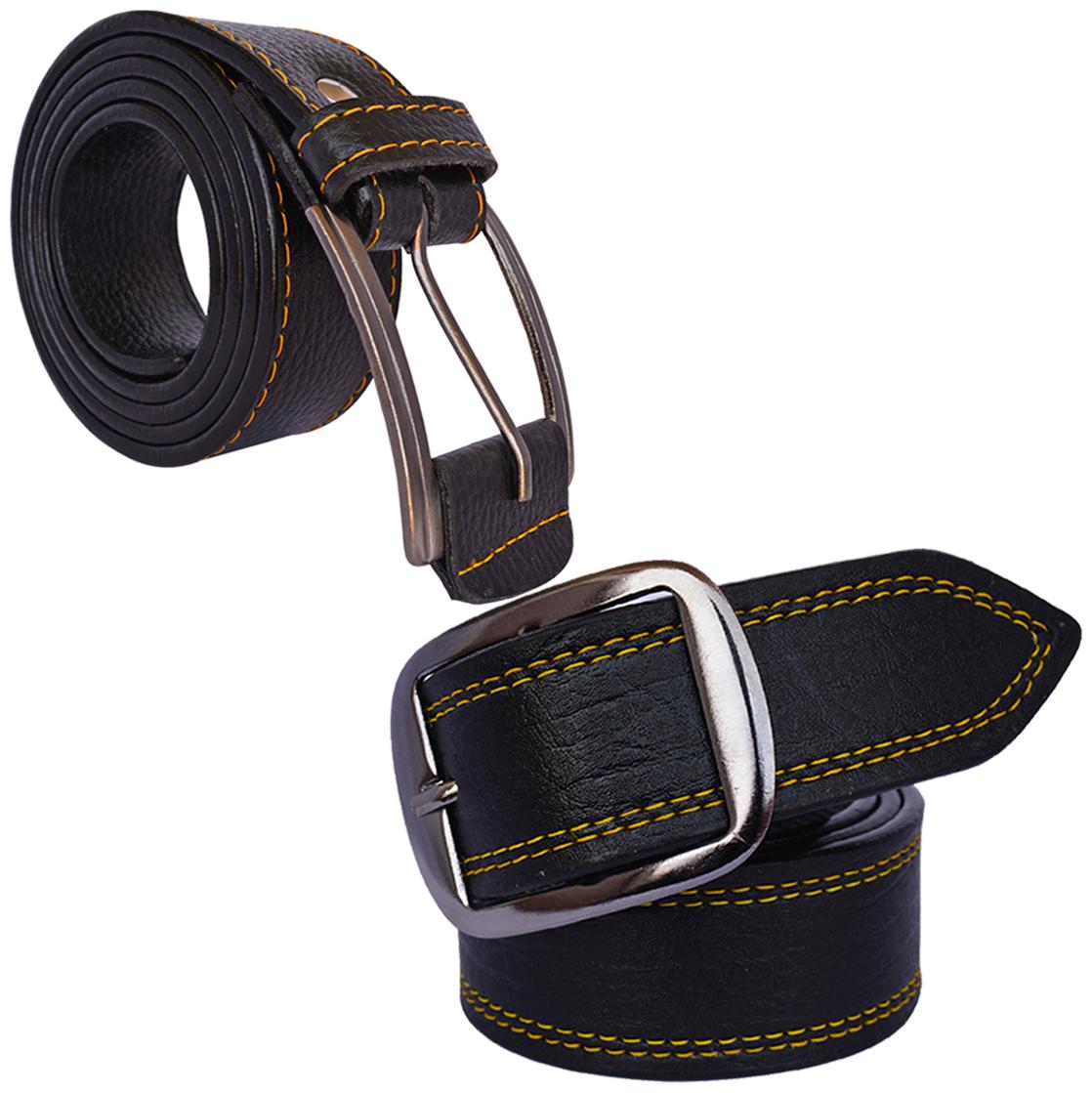

Sunshopping men s Black Leatherite belts combo