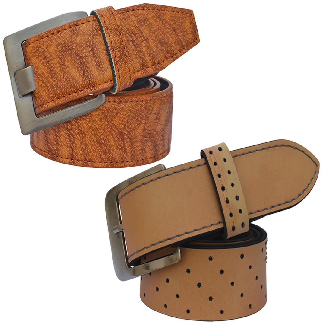 

Sunshopping Men s Tan Synthetic Belts Combo