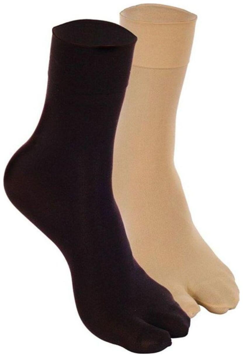 

Tahiro 1Beige1Black Colour Cotton Thumb Ankle Socks - Pack Of 2