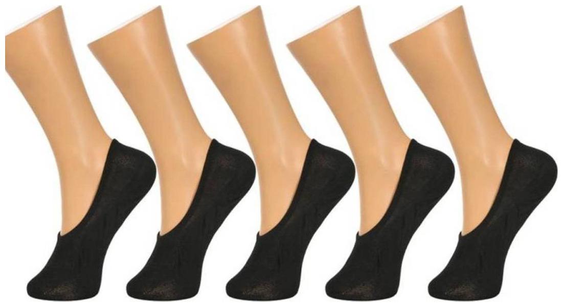 

Tahiro Black Cotton Footies Loafer Socks Women - Pack Of 5