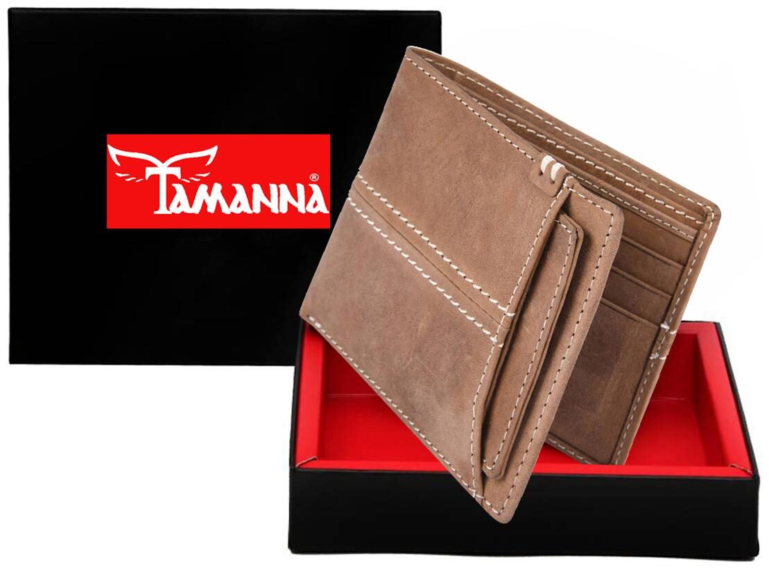 

Tamanna Men Brown Genuine Leather Wallet (3 Card Slots)