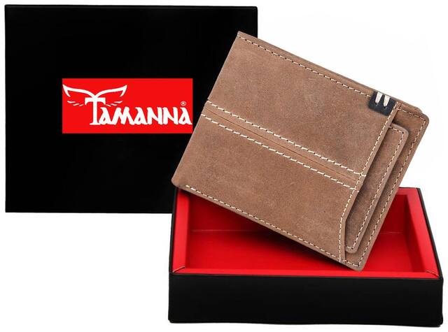 Tamanna  Men Tan, Black Genuine Leather Wallet  (3 Card Slots)