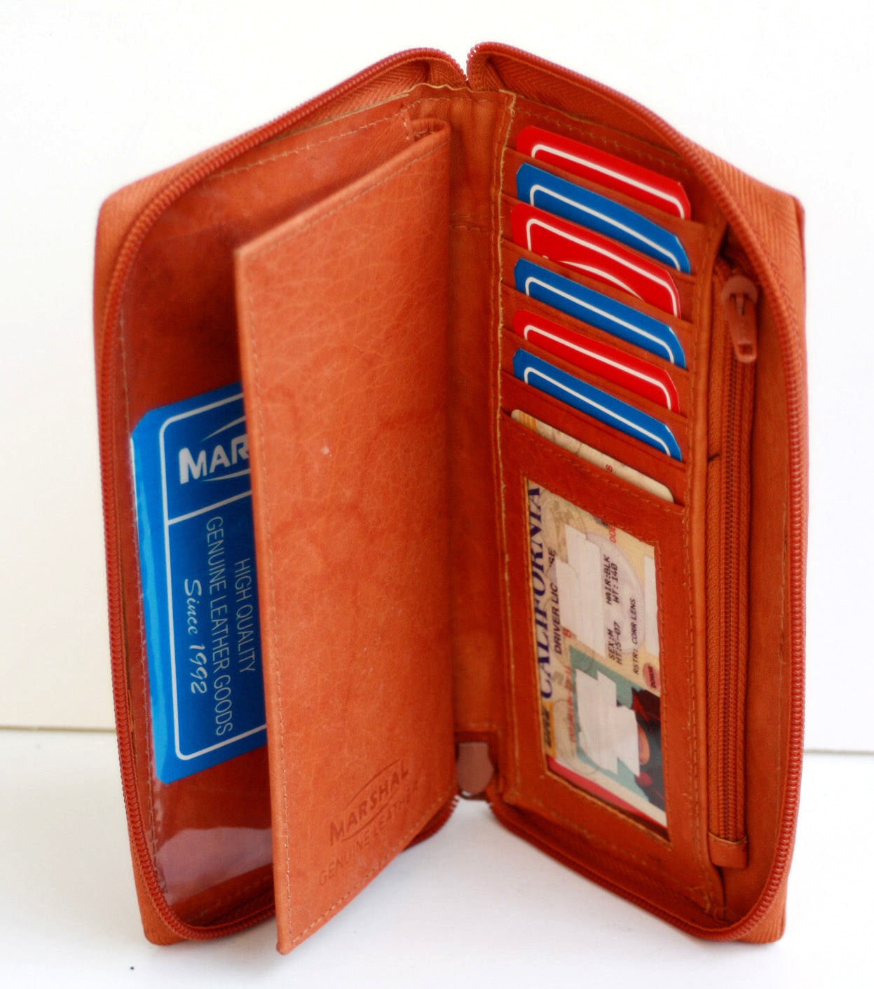 

Tan Genuine Leather Checkbook Cover Zip Around Clutch Men Women Wallet