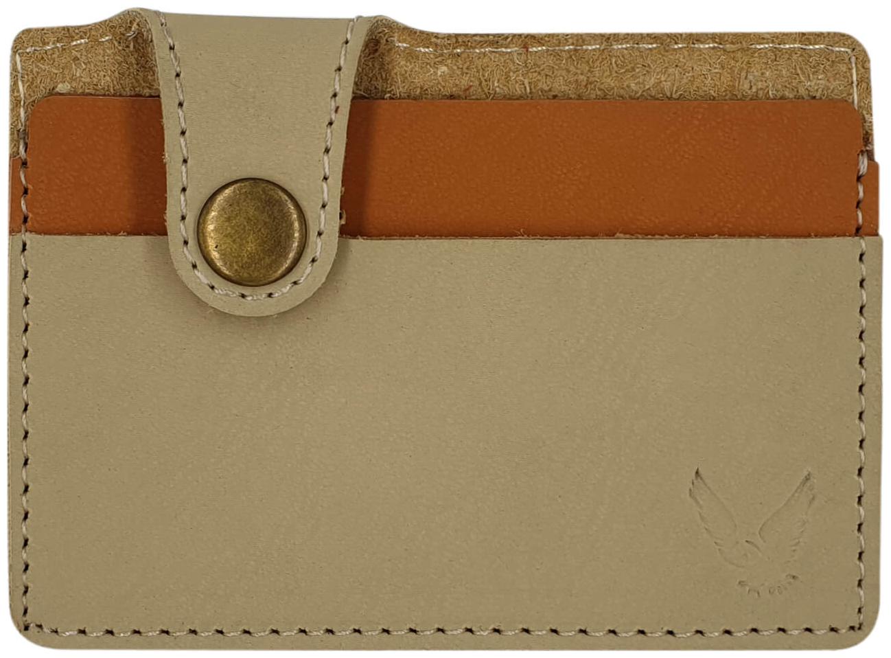 

The Beige and Tan Matt Rectangular Buttoned Card Holder