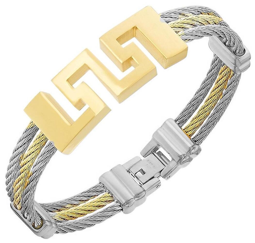 

ZIVOM Italian Designer 18K Gold Plated rhodium Surgical Stainless Steel Bracelet Kada for Men