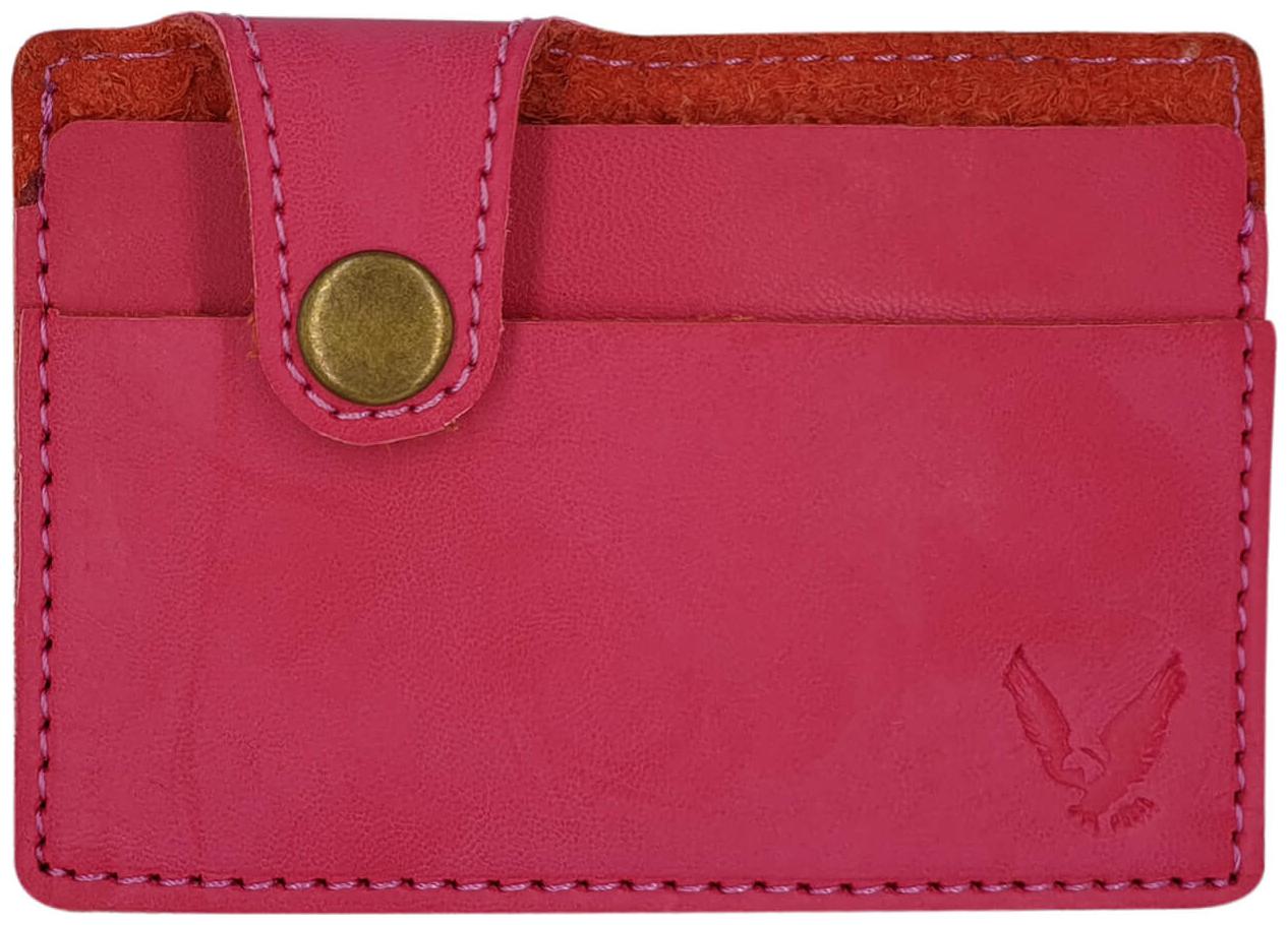 

The Pink Rough Rectangular Buttoned Card Holder