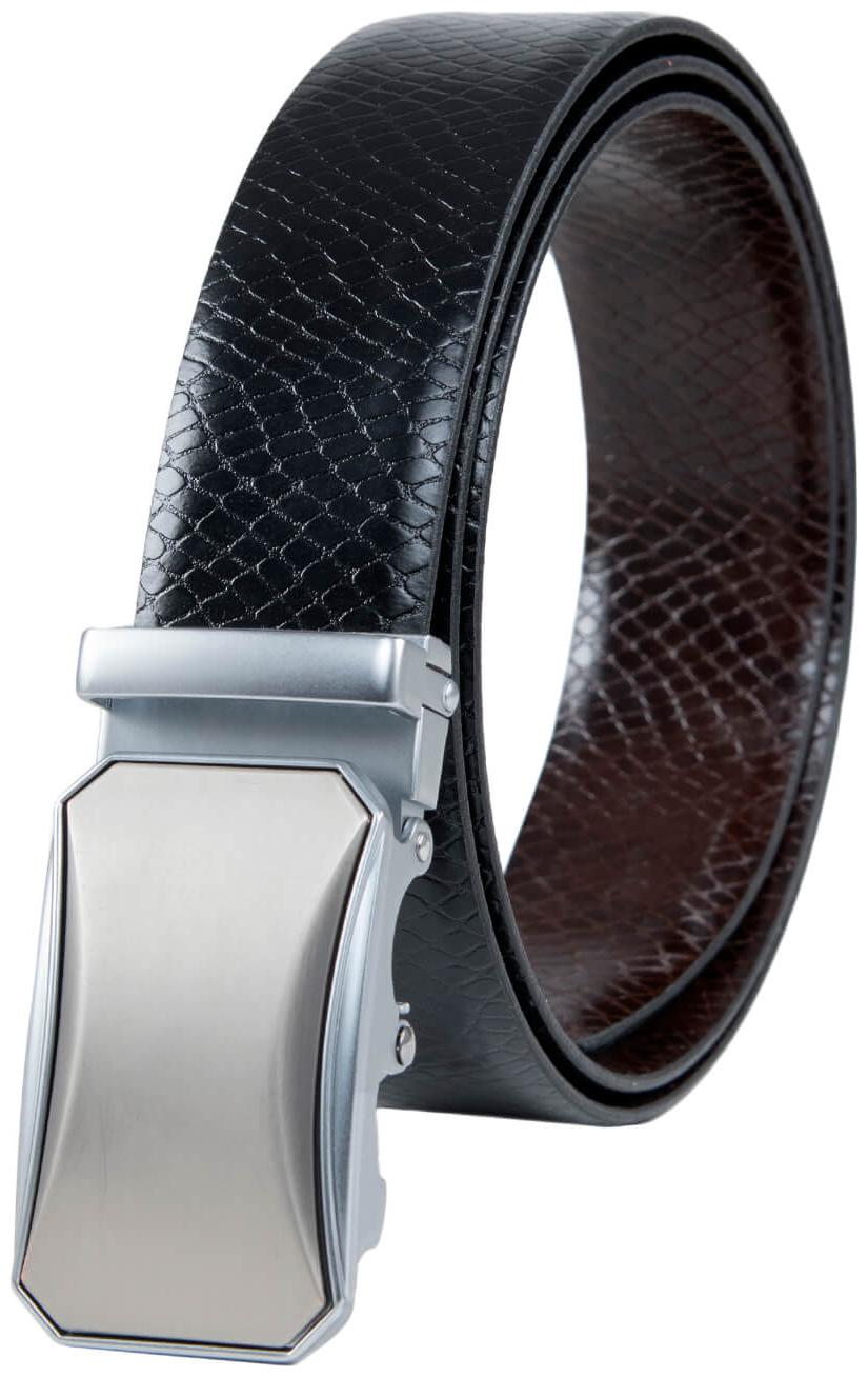 

The Snake Textured Reversible Formal Belt with Silver Buckle