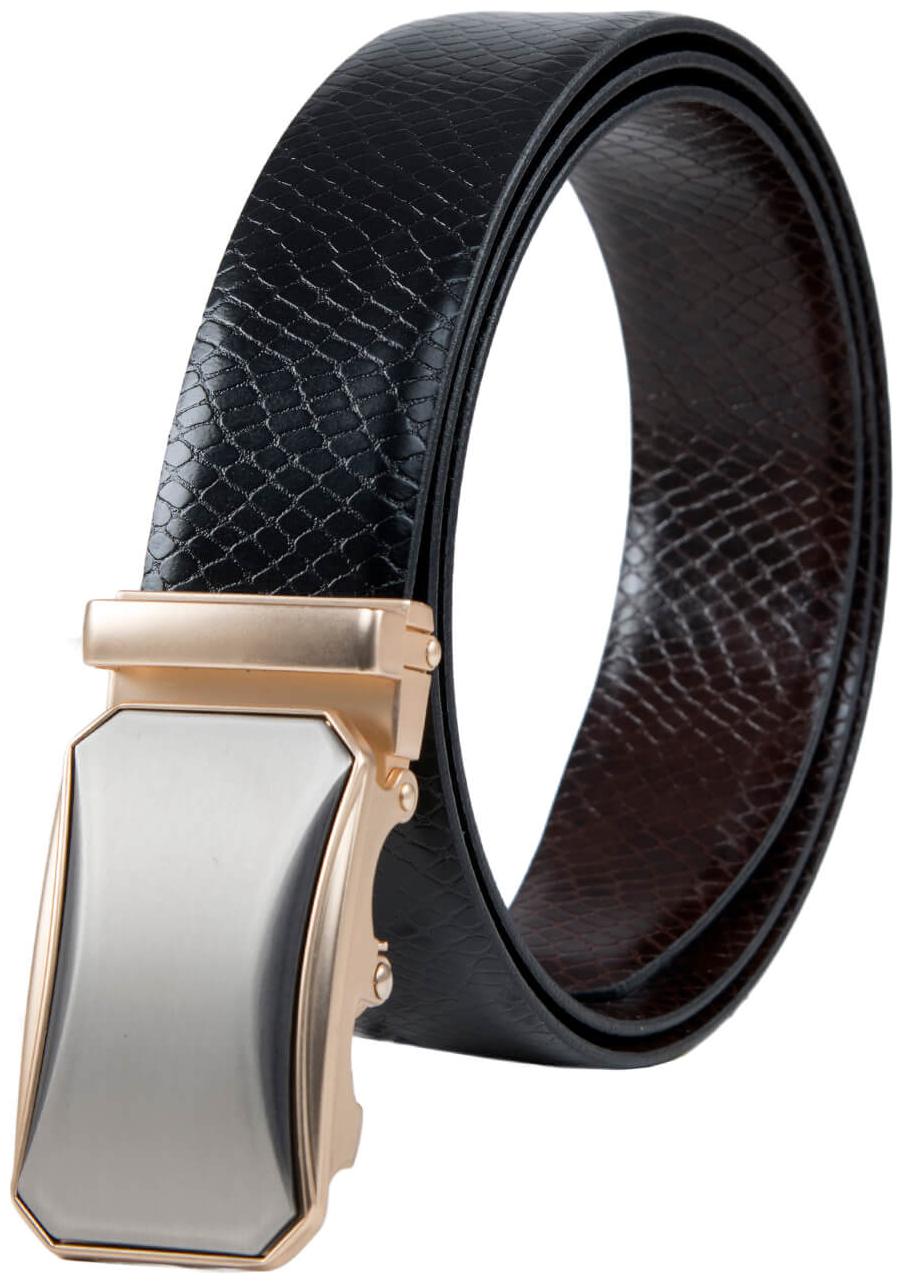 

The Snake Textured Reversible Formal Belt with Golden Buckle