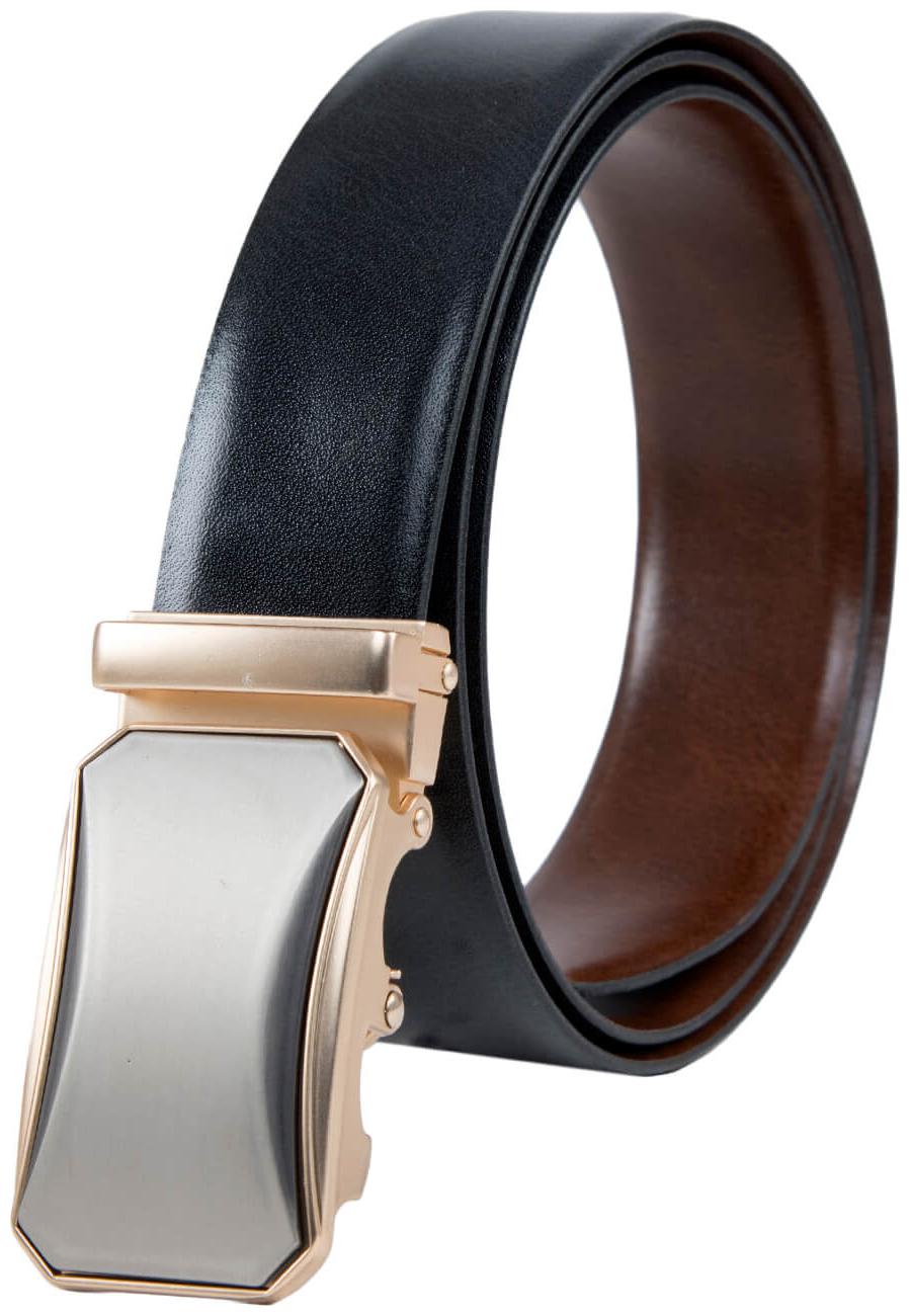 

The Western Lux Textured Reversible Formal Belt with Golden Buckle