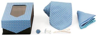 Tie Sky Blue Dots Tie Combo Tie & Pocket Square