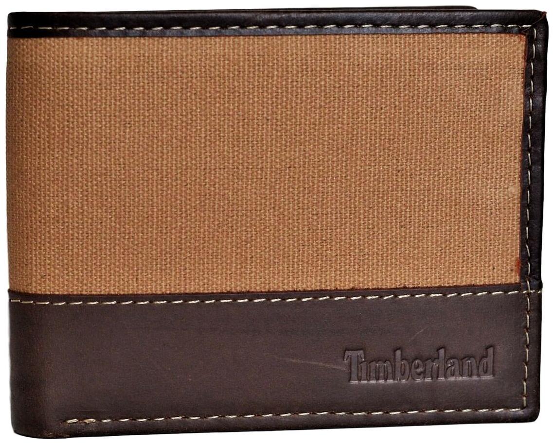 

Timberland Men s Baseline Canvas-Genuine Leather Passcase Wallet