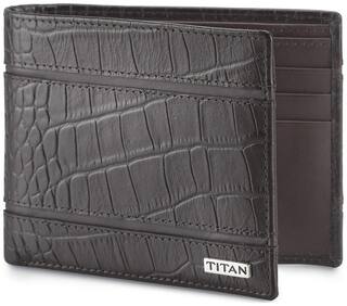 Titan Men Brown Leather Bi-Fold Wallet