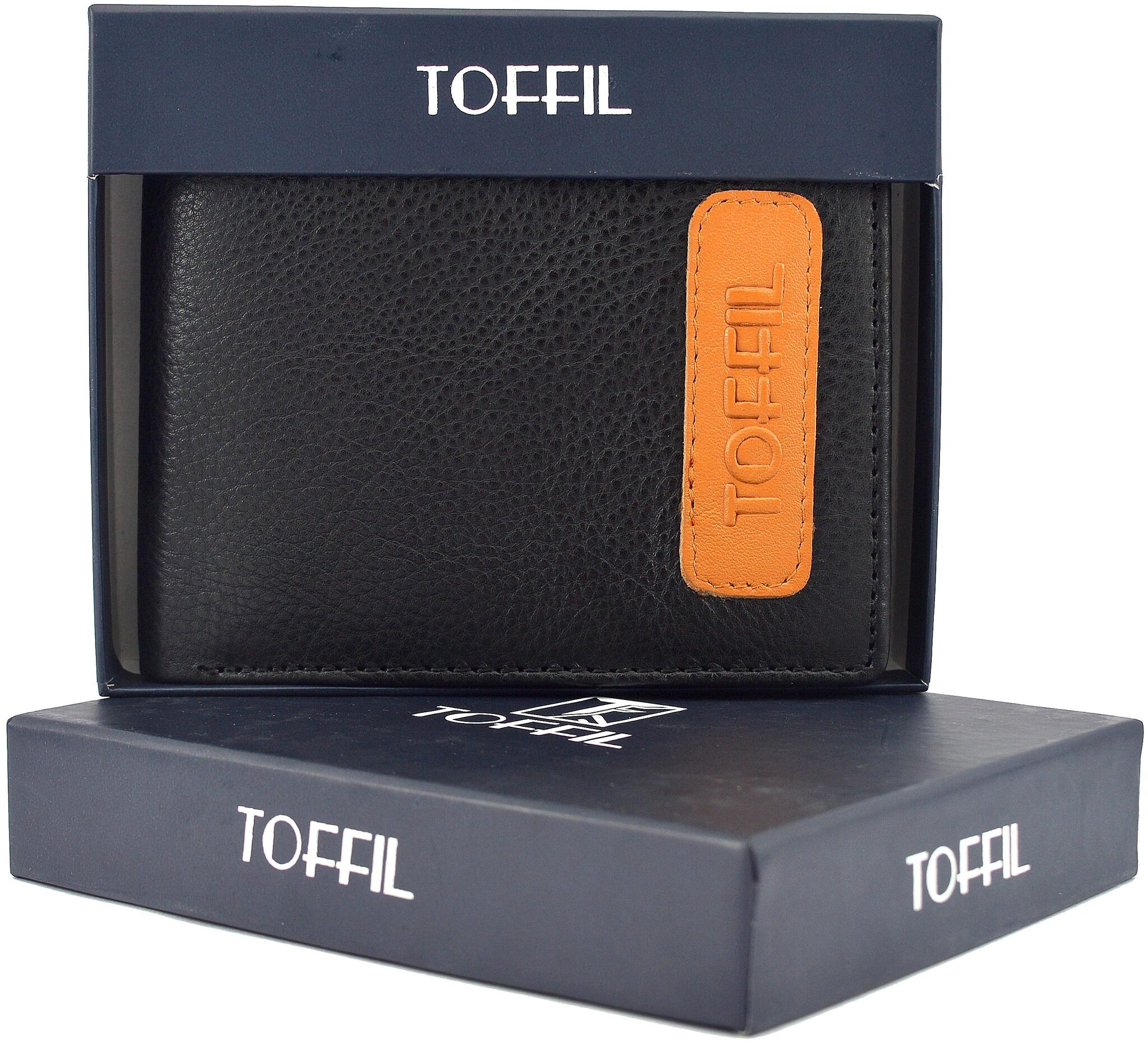 

TOFFIL Men Black Tan Leather Bi-Fold Wallet ( Pack of 1 )