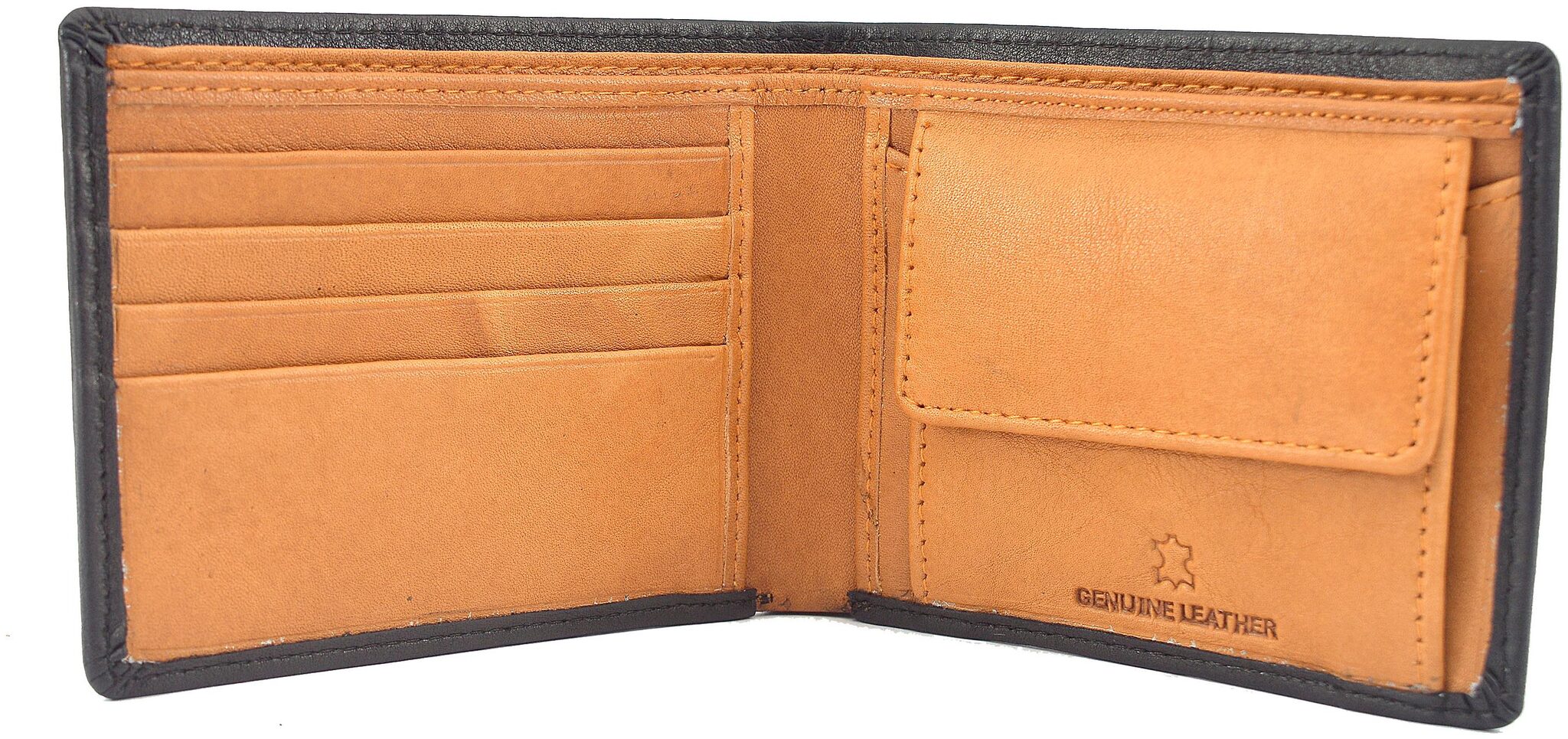 

TOFFIL Men Black Tan Leather Bi-Fold Wallet ( Pack of 1 )