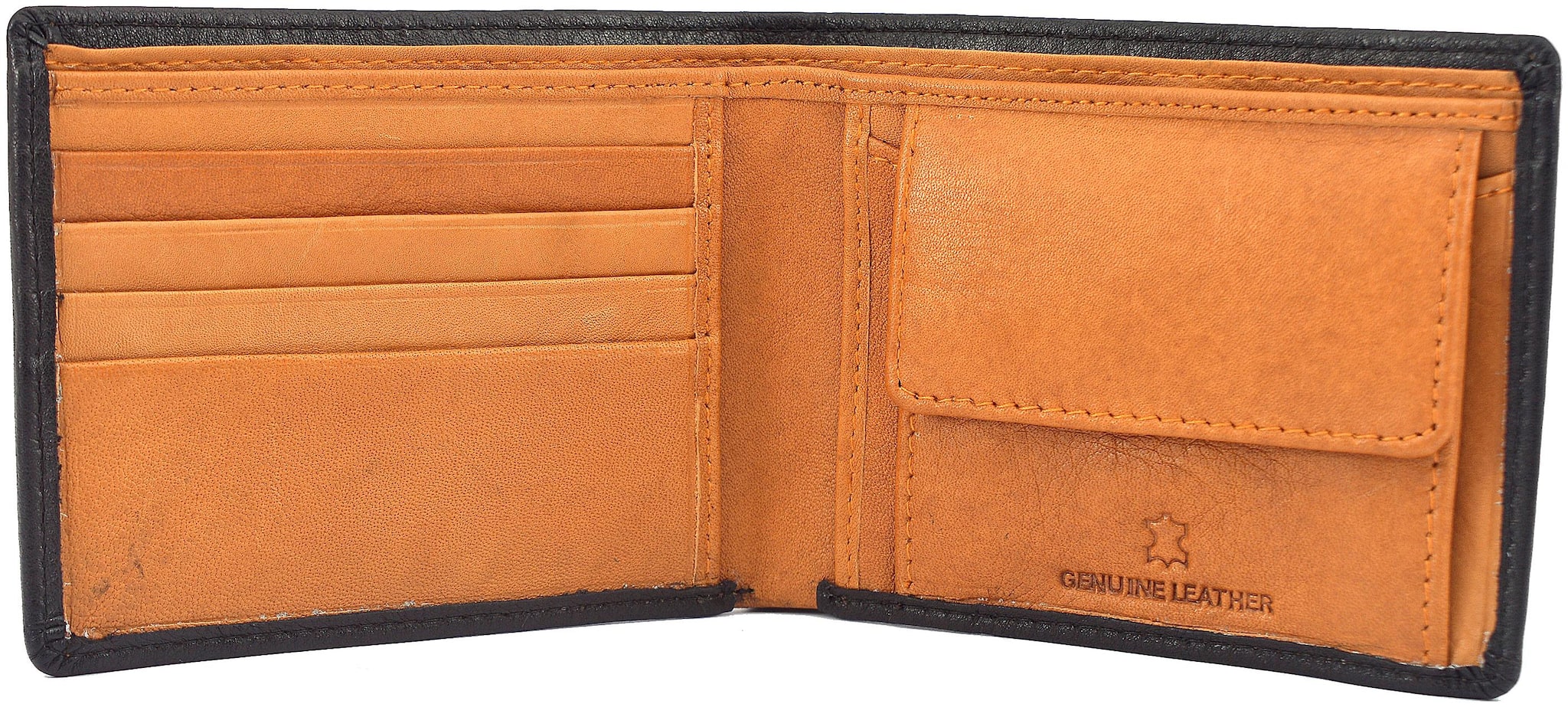 

TOFFIL Men Black Tan Leather Bi-Fold Wallet ( Pack of 1 )