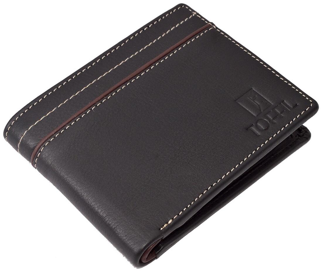 

TOFFIL Men Black Brown Leather Bi-Fold Wallet ( Pack of 1 )
