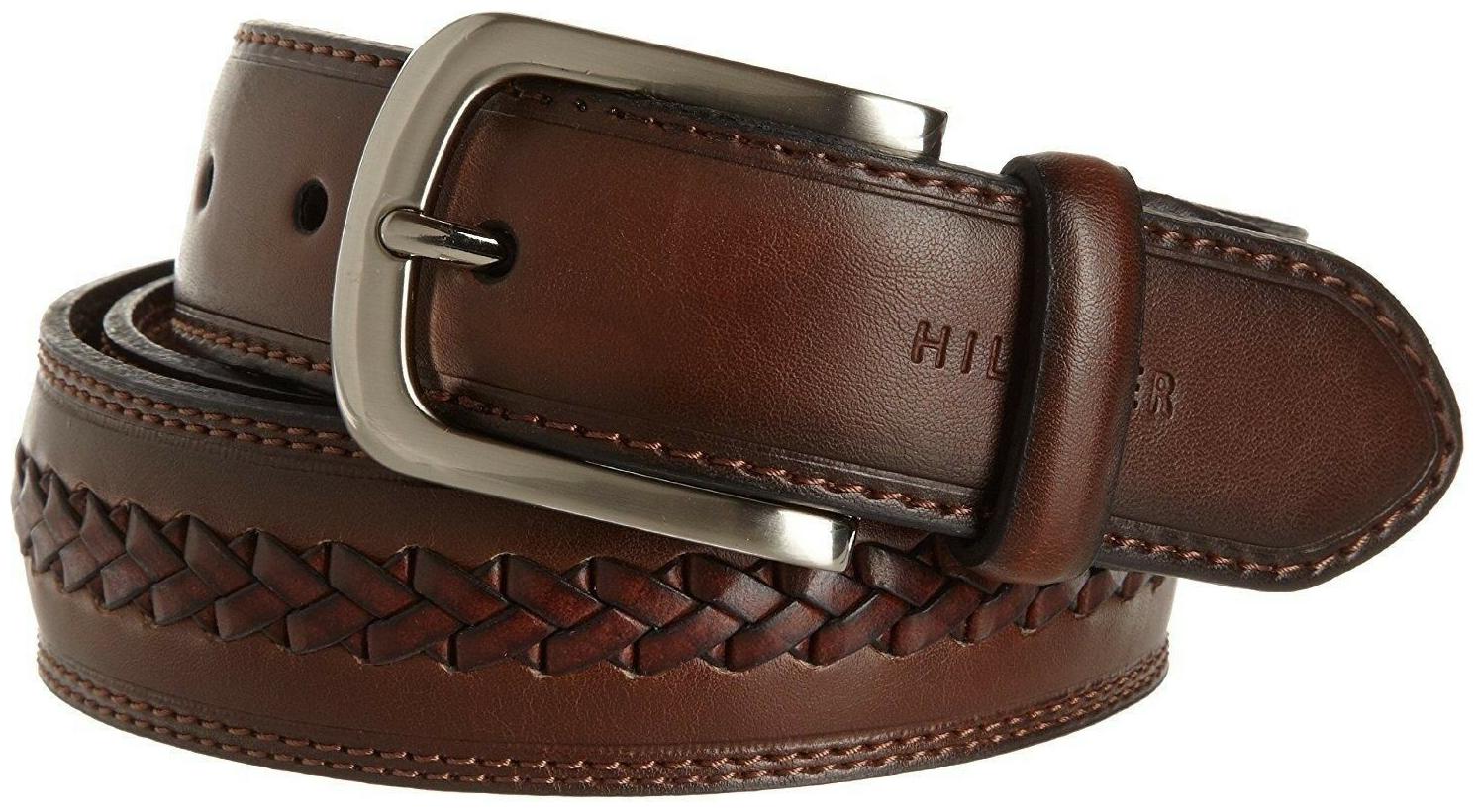 

Tommy Hilfiger Men s Brown Belt Ribbon Leather Double-stitched 11tl02x047-brown