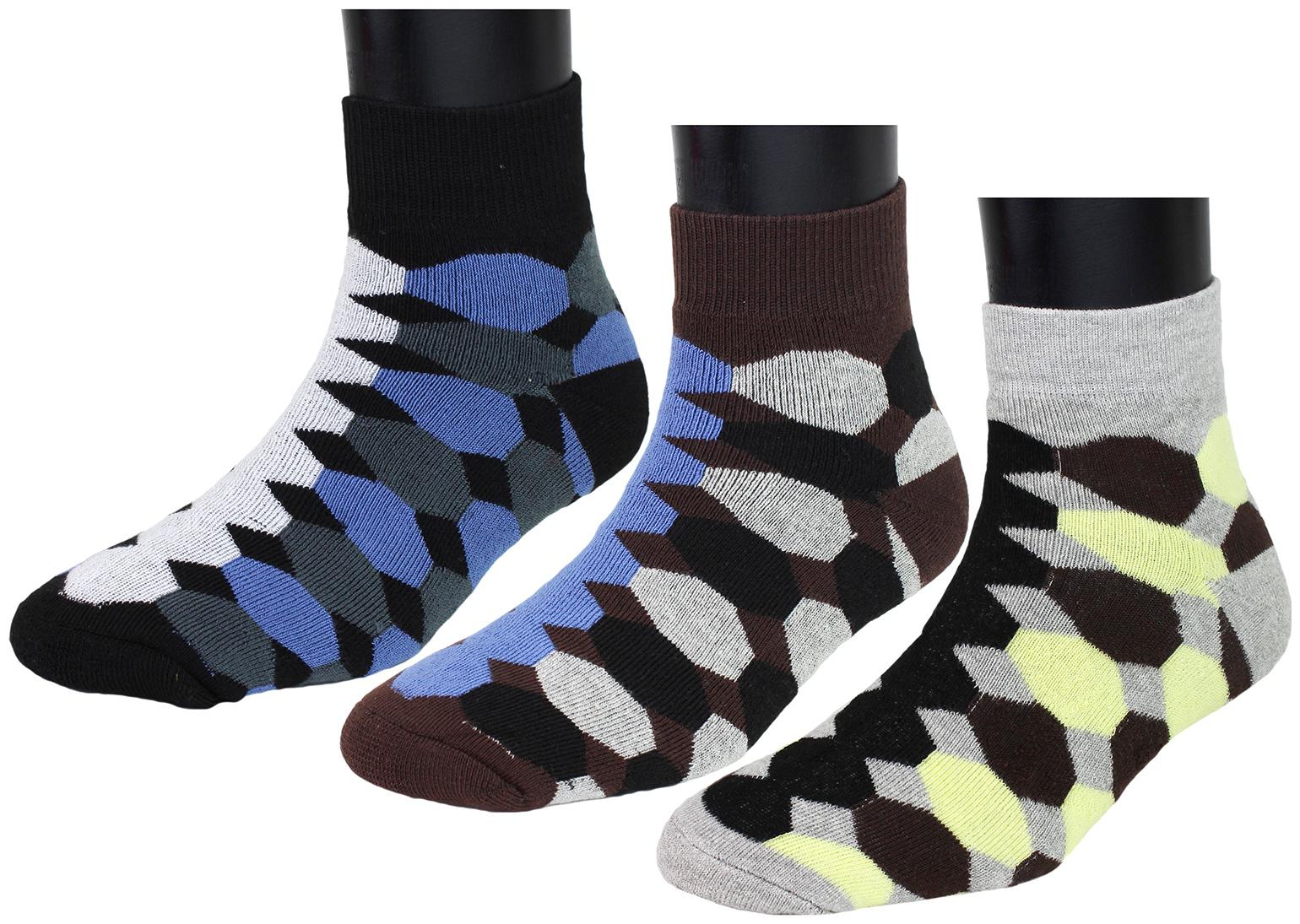 

TOP N TOE Black Brown Cotton Ankle length socks ( Pack of 3 )