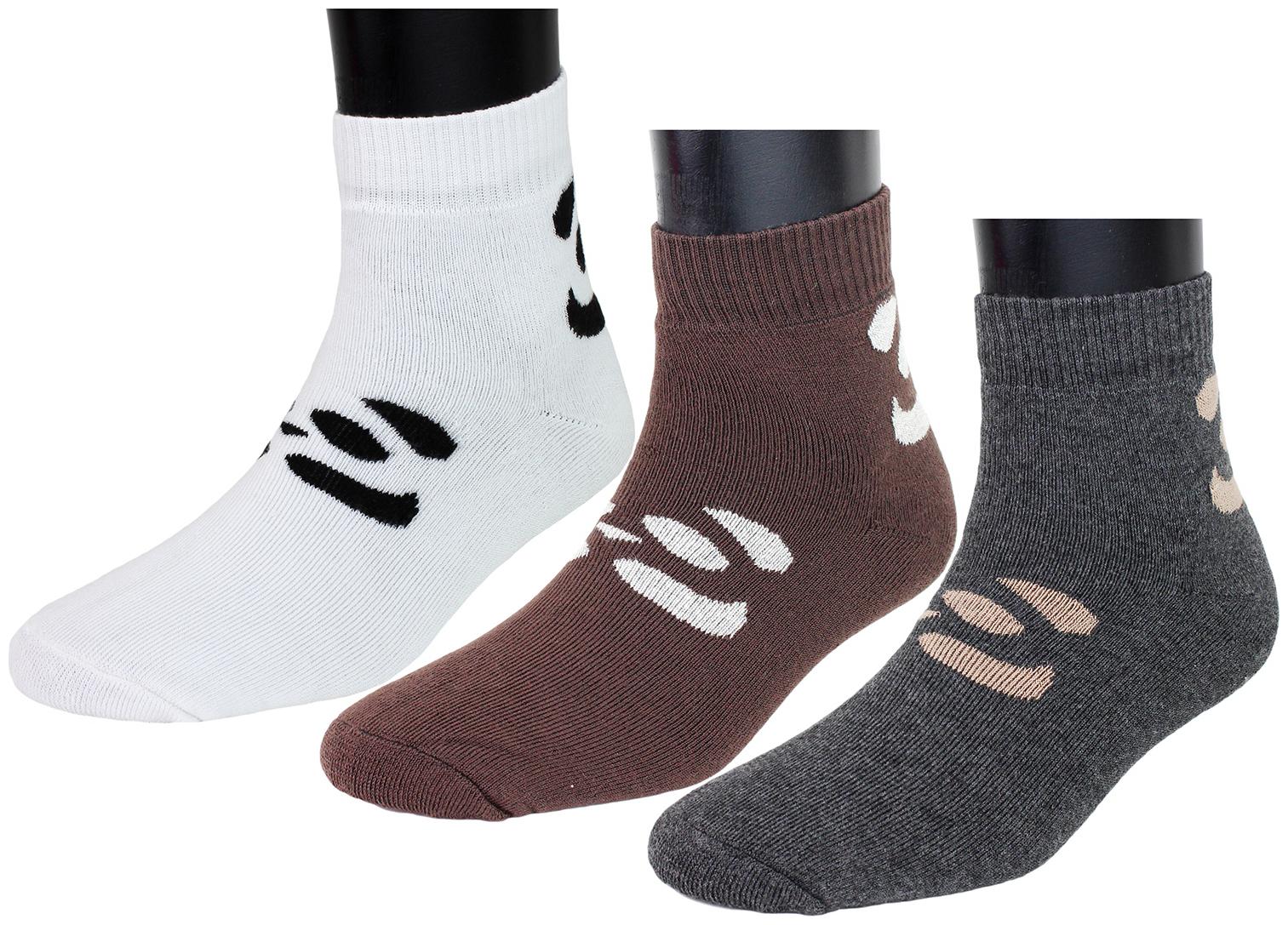 

TOP N TOE White Grey Cotton Ankle length socks ( Pack of 3 )