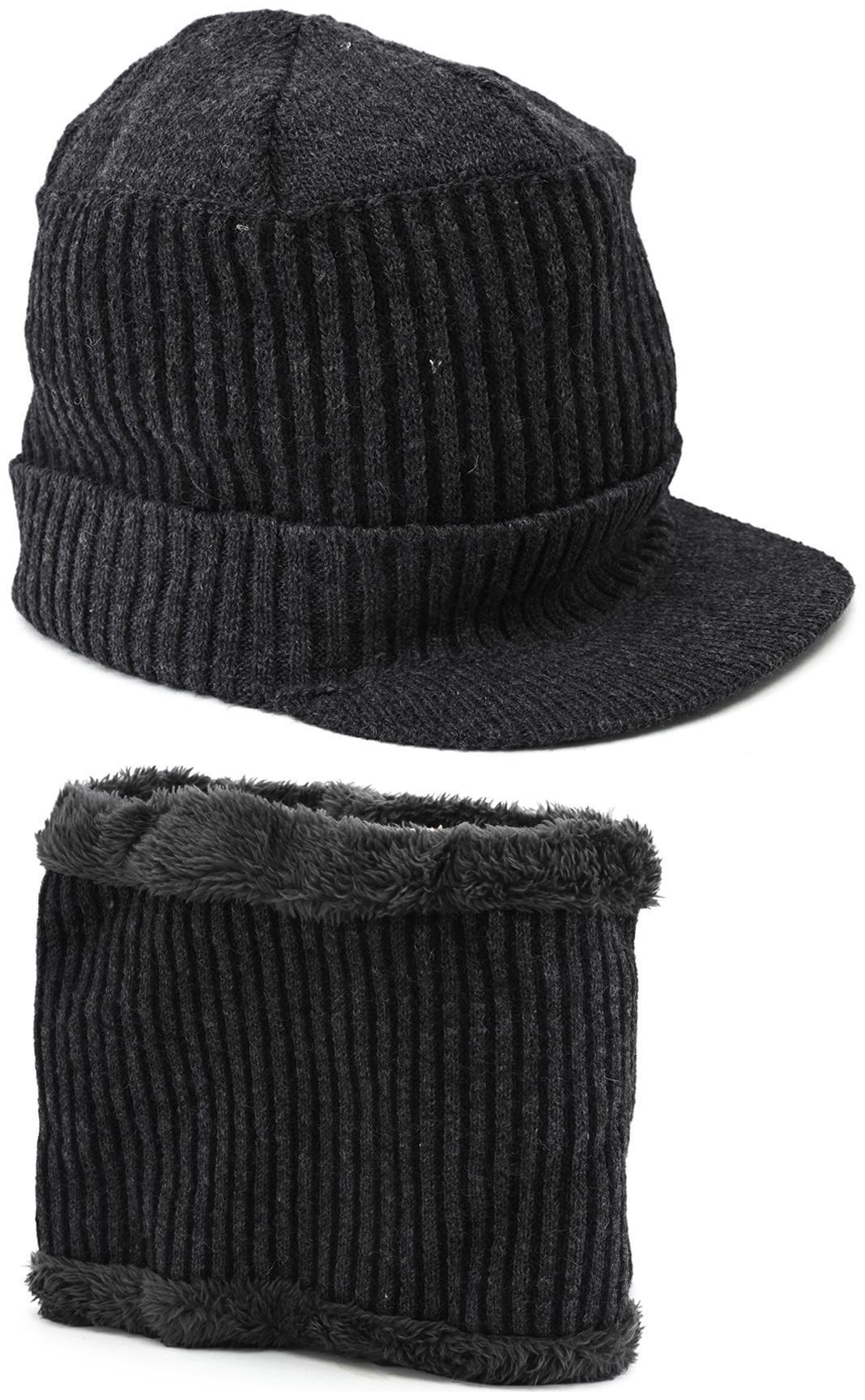 

TRUE INDIAN Solid Soft qualiti Woven Cap with Neck Muffler Neckwarmer Snow Proof Inside Fur Wool Unisex Beanie