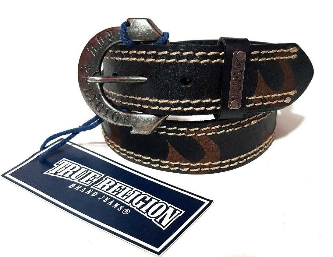 

True Religion Mens Brown Leather Belt Size 28