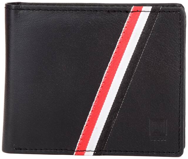 U+N Men Black Leather Bi-Fold Wallet