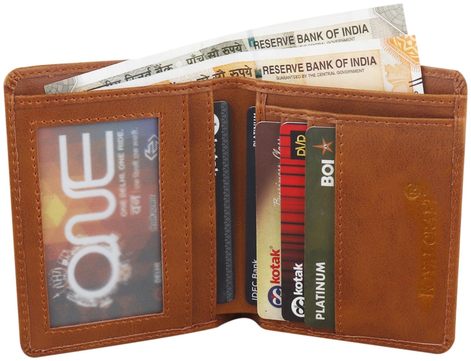 

Unisex Tan high quality Artificial Leather Wallet (6 Card Slots)