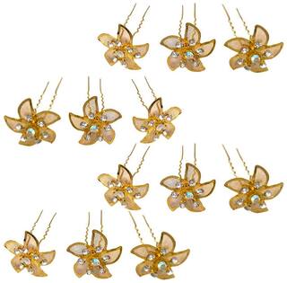 Buy Utkarsh Set Of 12 Pcs Gold Plated 6 5 Cm Size Crystal Diamond Flower Design U Shaped Hair Styling Bun Decoration Fancy Juda Hair Pins Clips Sticks Online At Low Prices In India Paytmmall Com