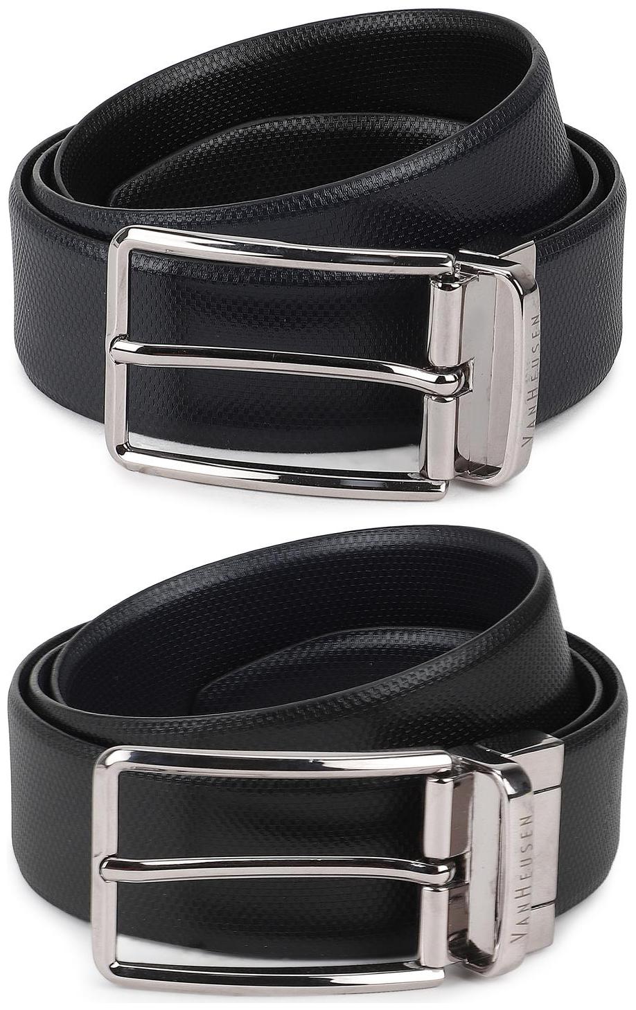 

Van Heusen Casual Leather Black Reversible Belt For Men