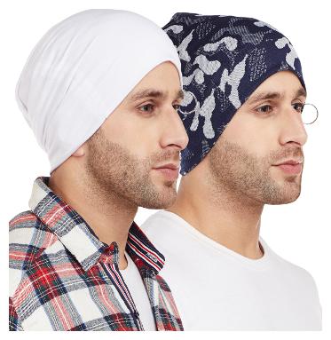 

Vimal Jonney Camouflage Military Navy Blue And White With Ring Beanie Cap For Men