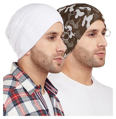 

Vimal Jonney Camouflage Military Olive Green And White With Ring Beanie Cap For Men