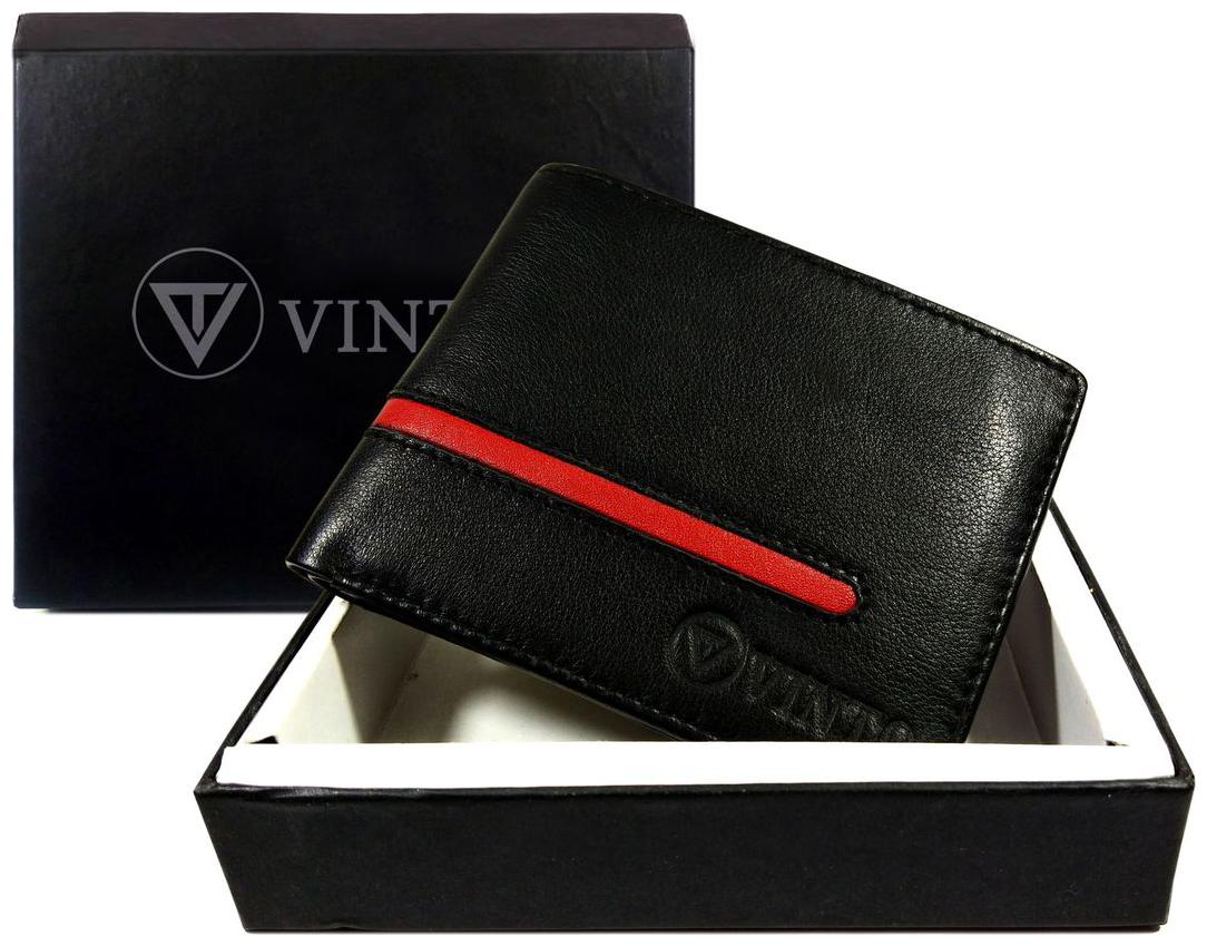 

Vinto Men Black Leather Bi-Fold Wallet ( Pack of 1 )