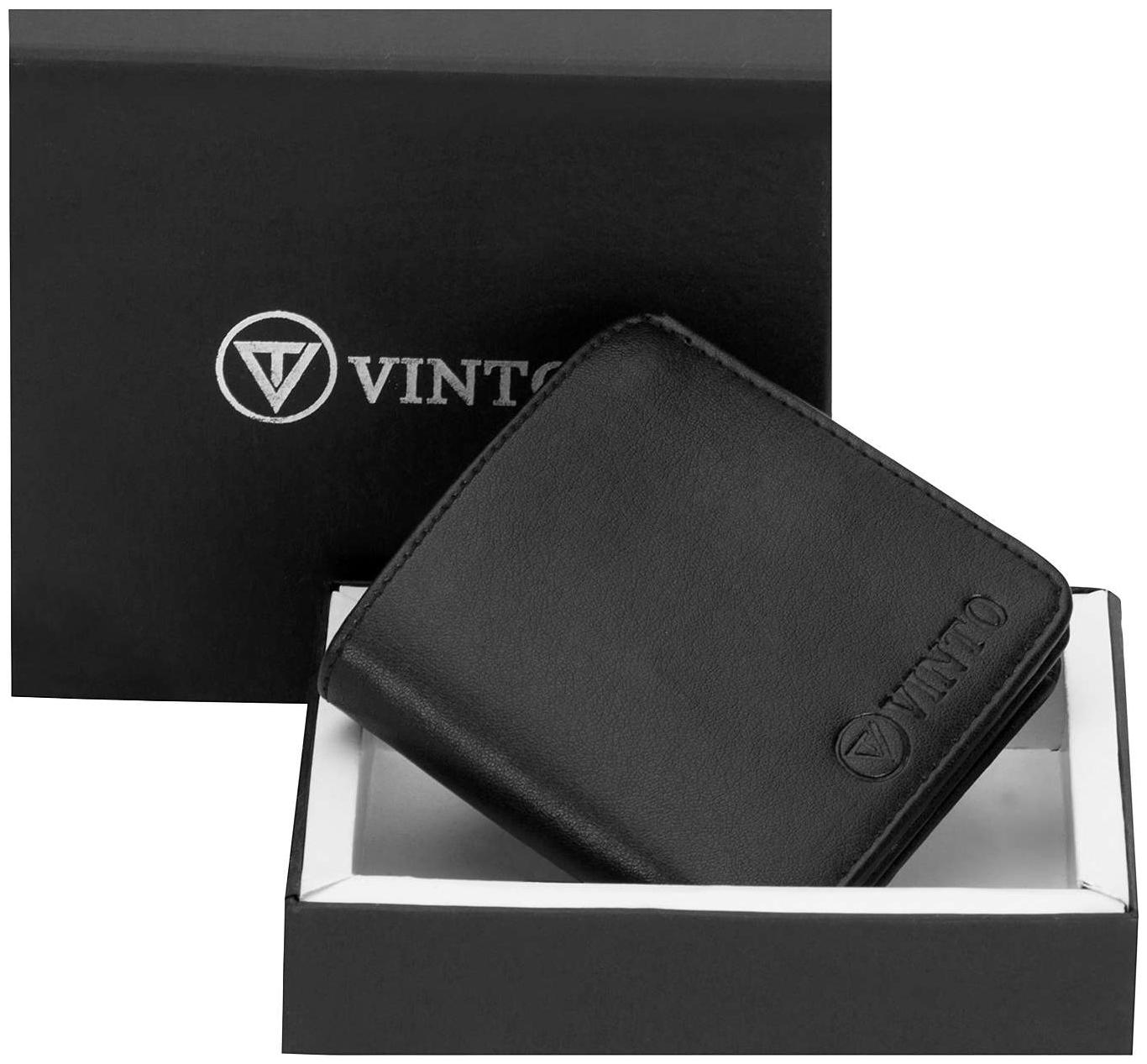 

Vinto Men Black Leather Bi-Fold Wallet ( Pack of 1 )