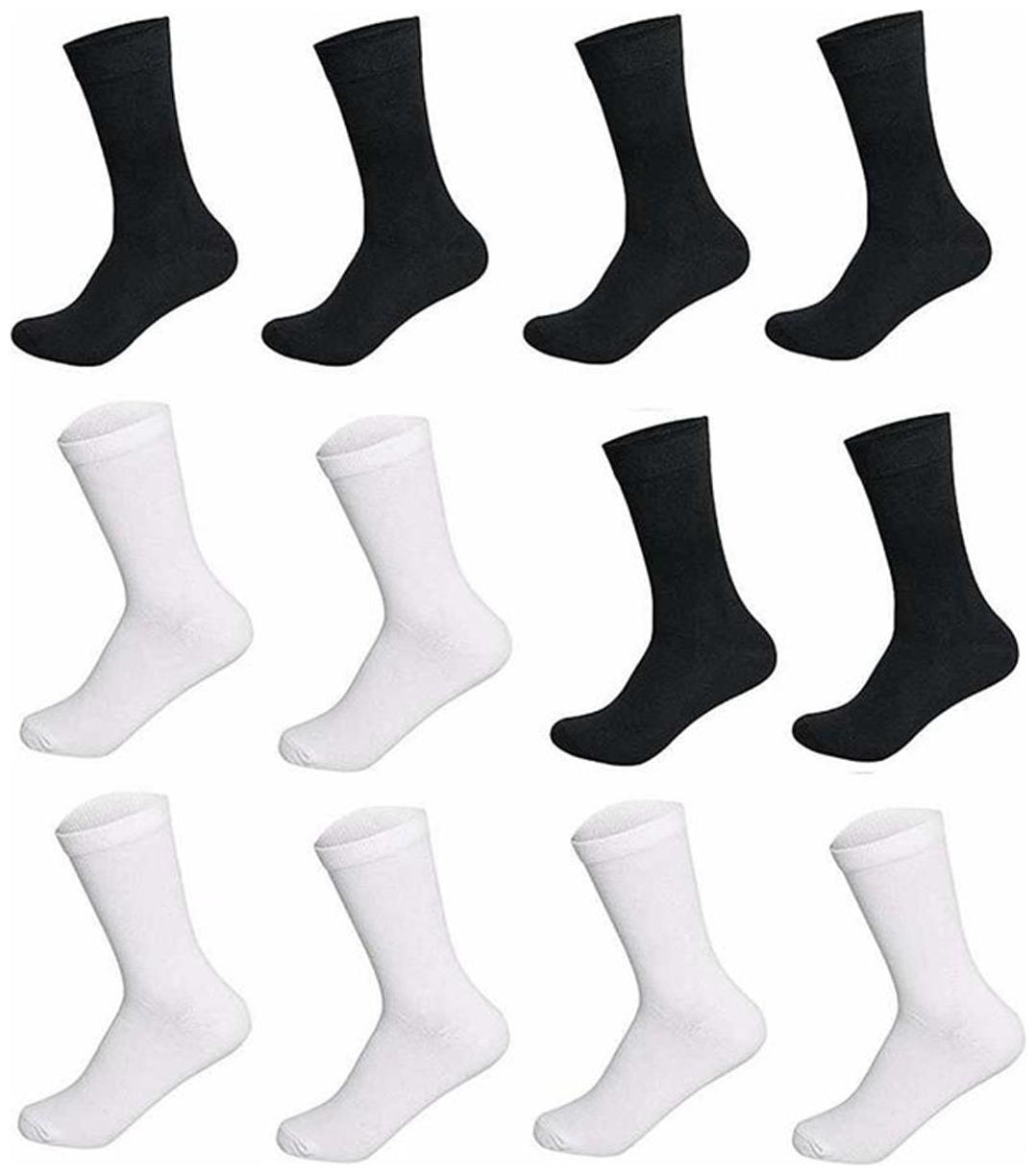 

Voici Black White Cotton Calf length socks pack of 12