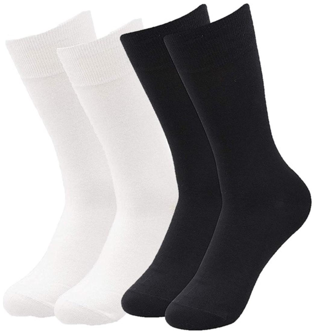 

Voici Black White Cotton Calf length socks ( Pack of 4 )