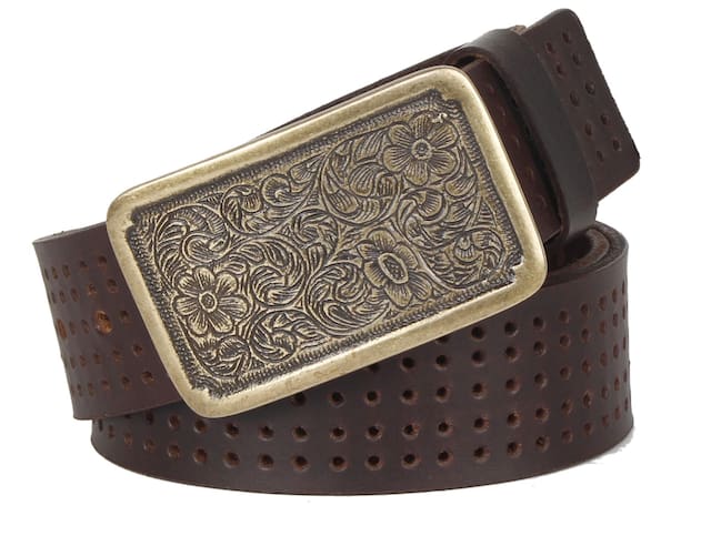 Walletsnbags Brown Vintage Genuine Leather Brass Buckle Belt