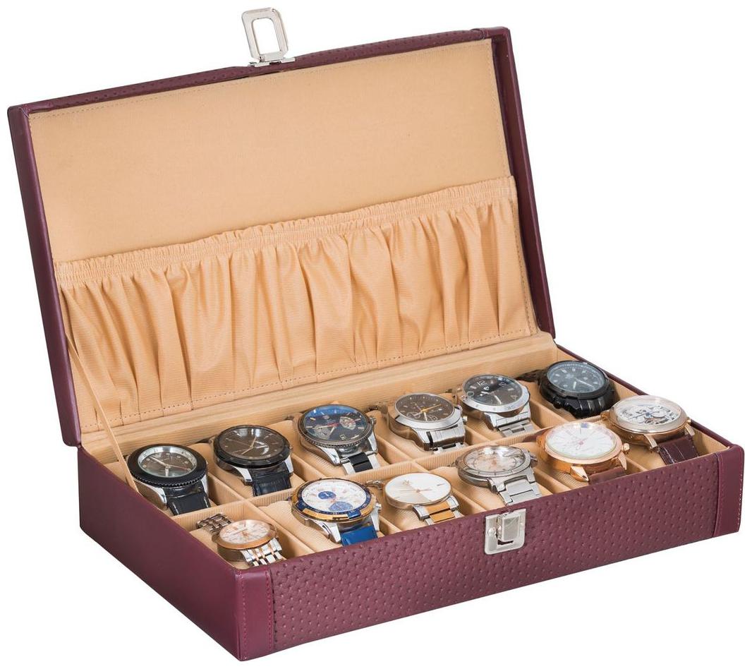 

Watch Box PU Leather Watch Case organizer 12 Slot 12 Compartment