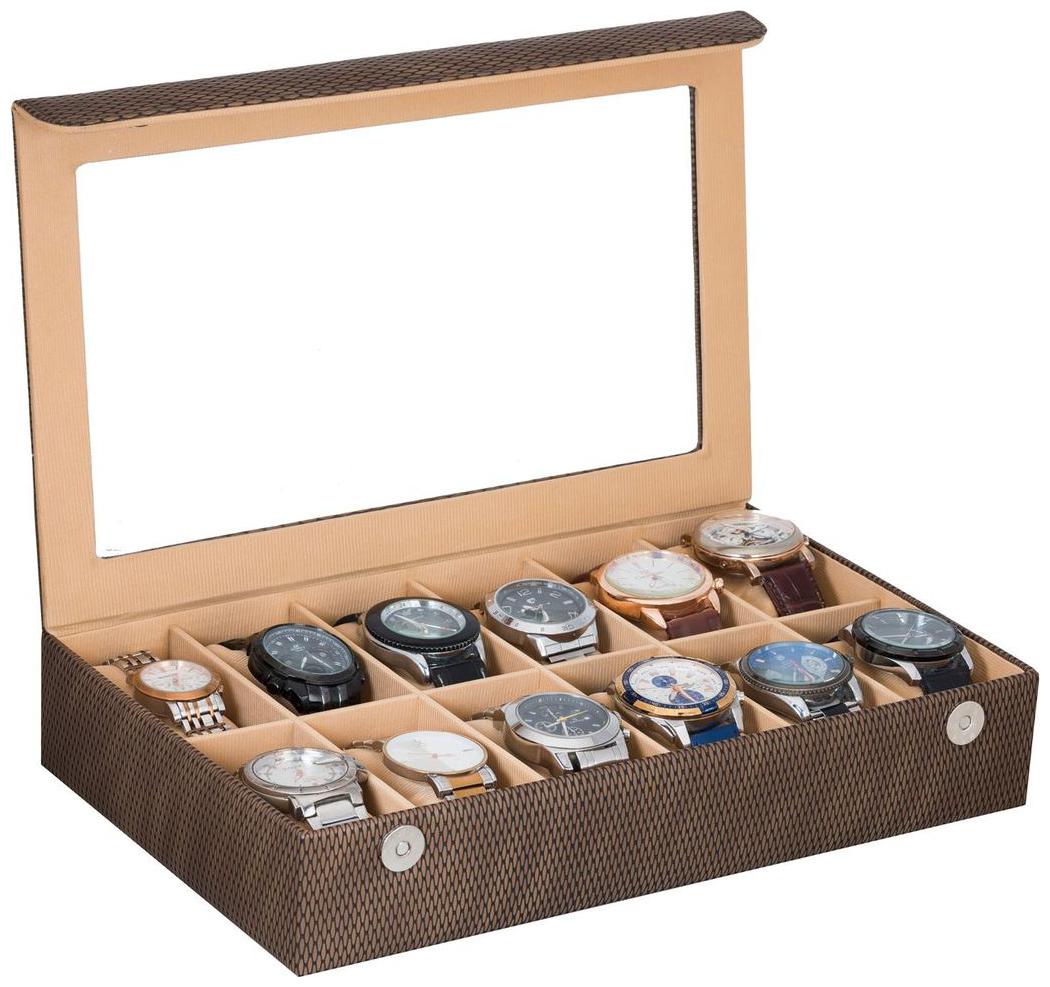

Watch Box PU Leather Watch Case Jewelry Box Watch organizer 12 Compartment