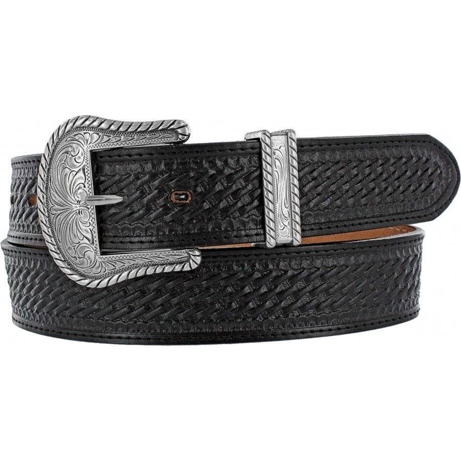 

Western Belt JUSTIN Black Basketweave w Silver Buckle Item C12263