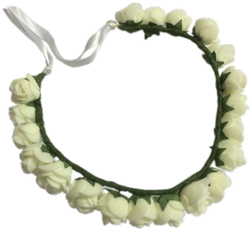 

White Fabric Floral Hair Band For Girls And Women