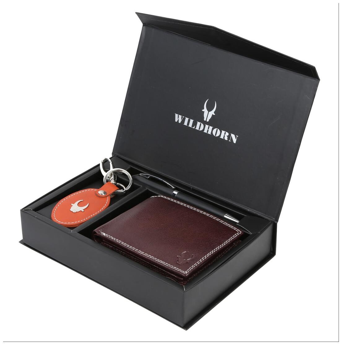 

WildHorn Men s Brown Genine Leather wallet Combo