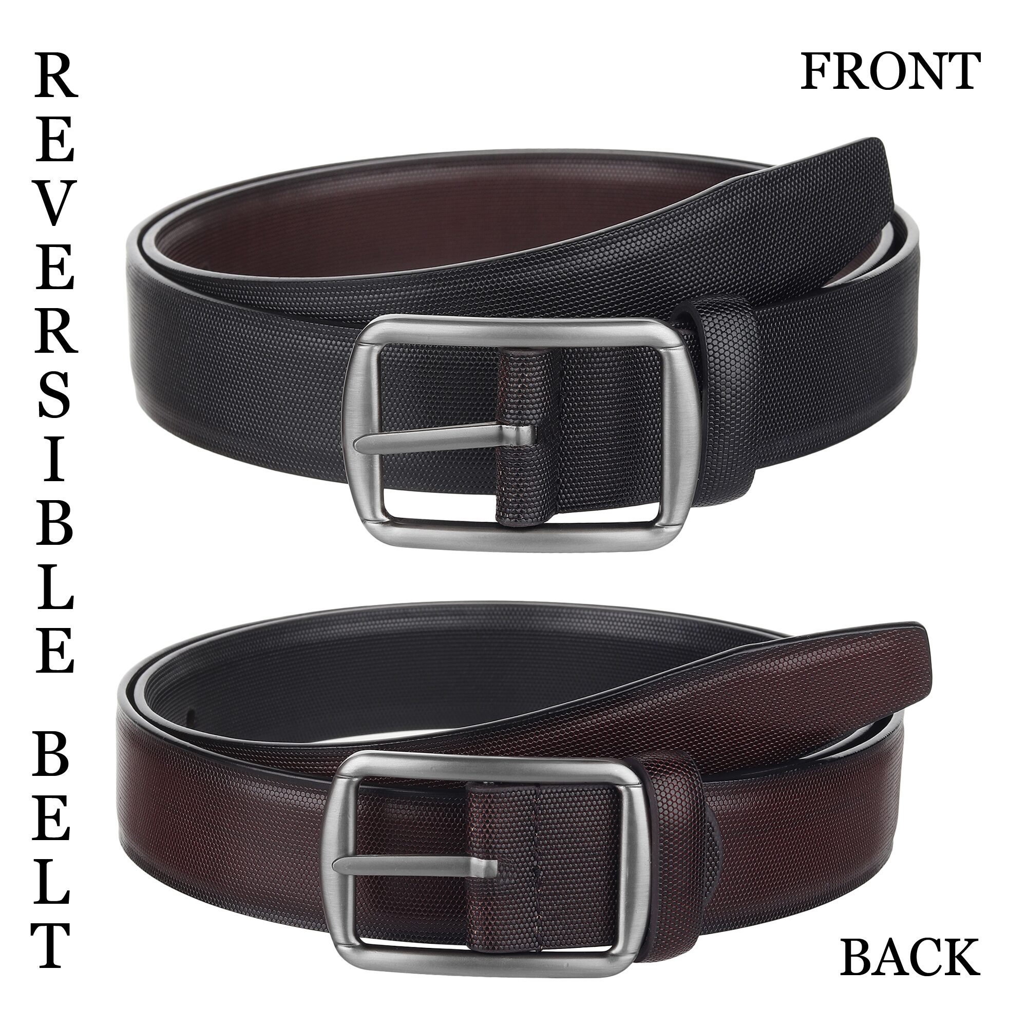 

Winsome Deal Mens Formal Artificial Leather Reversable Multi Color Belt