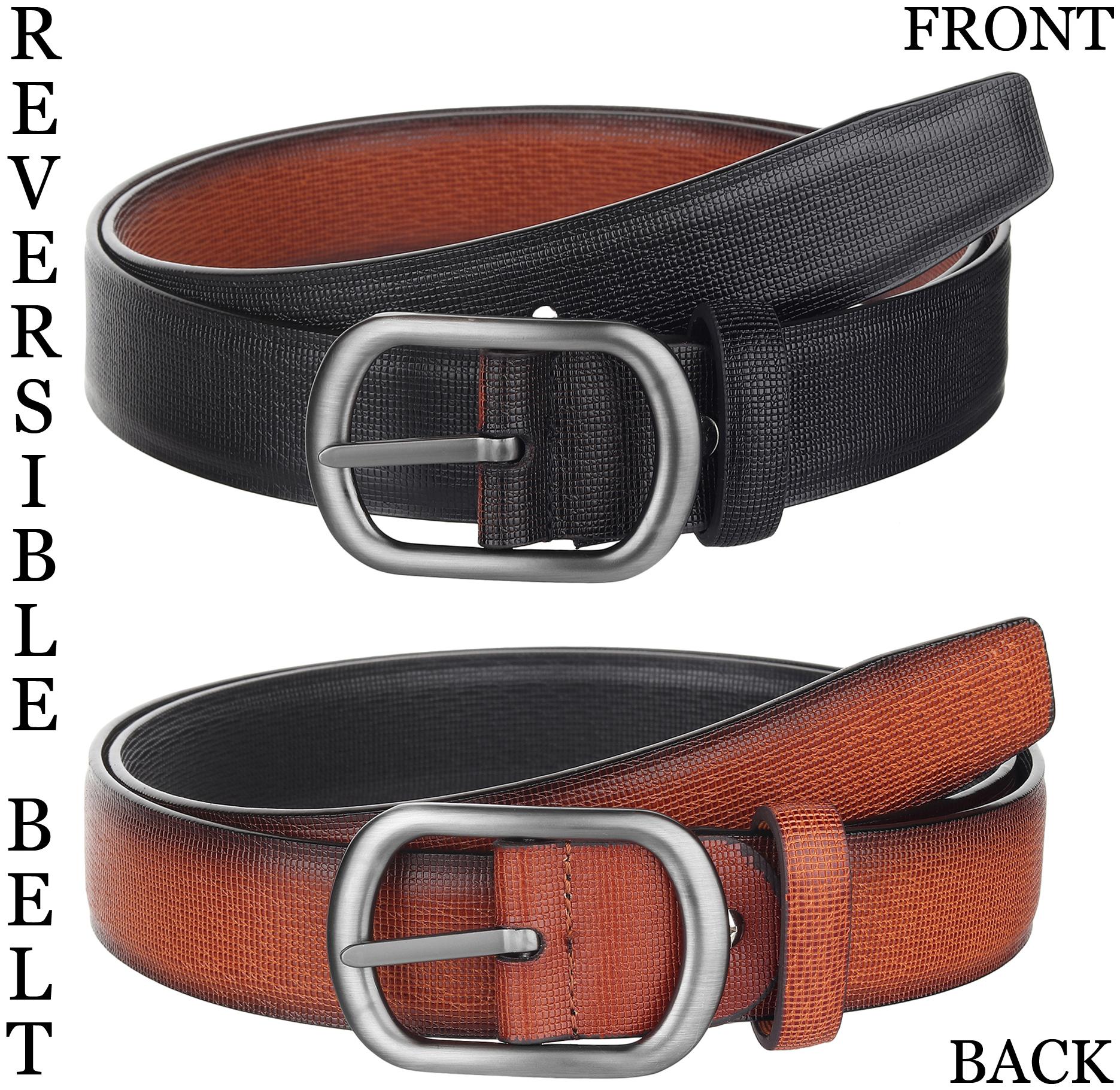 

Winsome Deal Mens Formal Artificial Leather Reversable Multi Color Belt