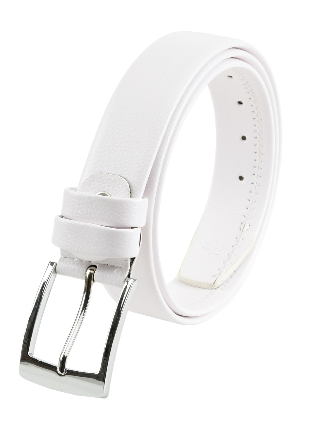 

Winsome Deal Men s Artificial Leather Solid Textured White Formal Belt